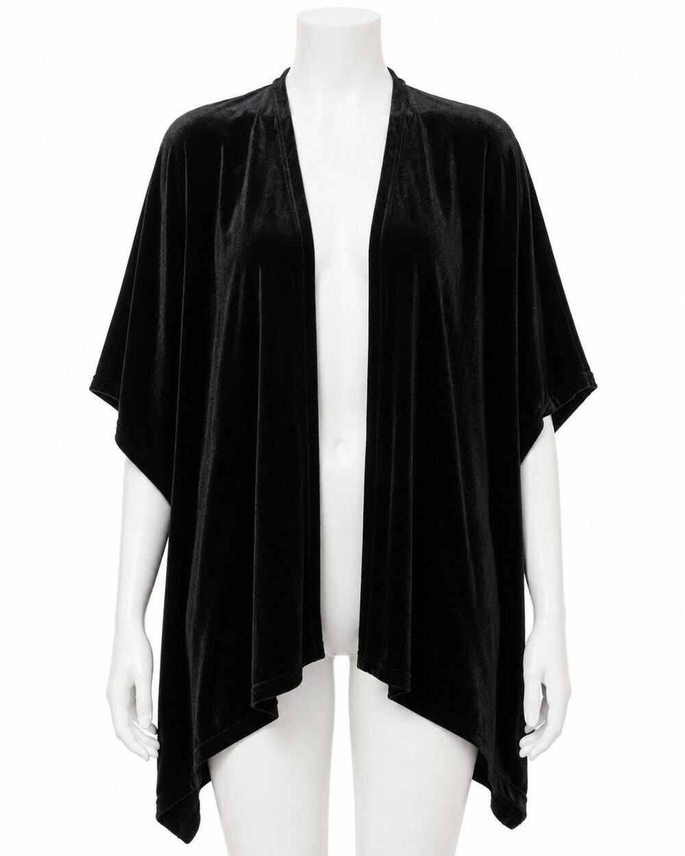 Madden NYC Black Velvet Open Front Kimono Cardigan OSFM